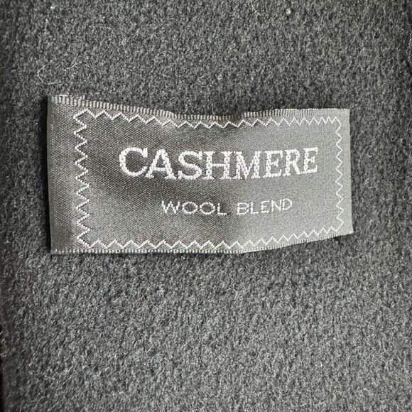 Vintage Women’s Black  Sheared Fur Trim Cashmere Wool Long Jacket Black - Picture 6 of 10